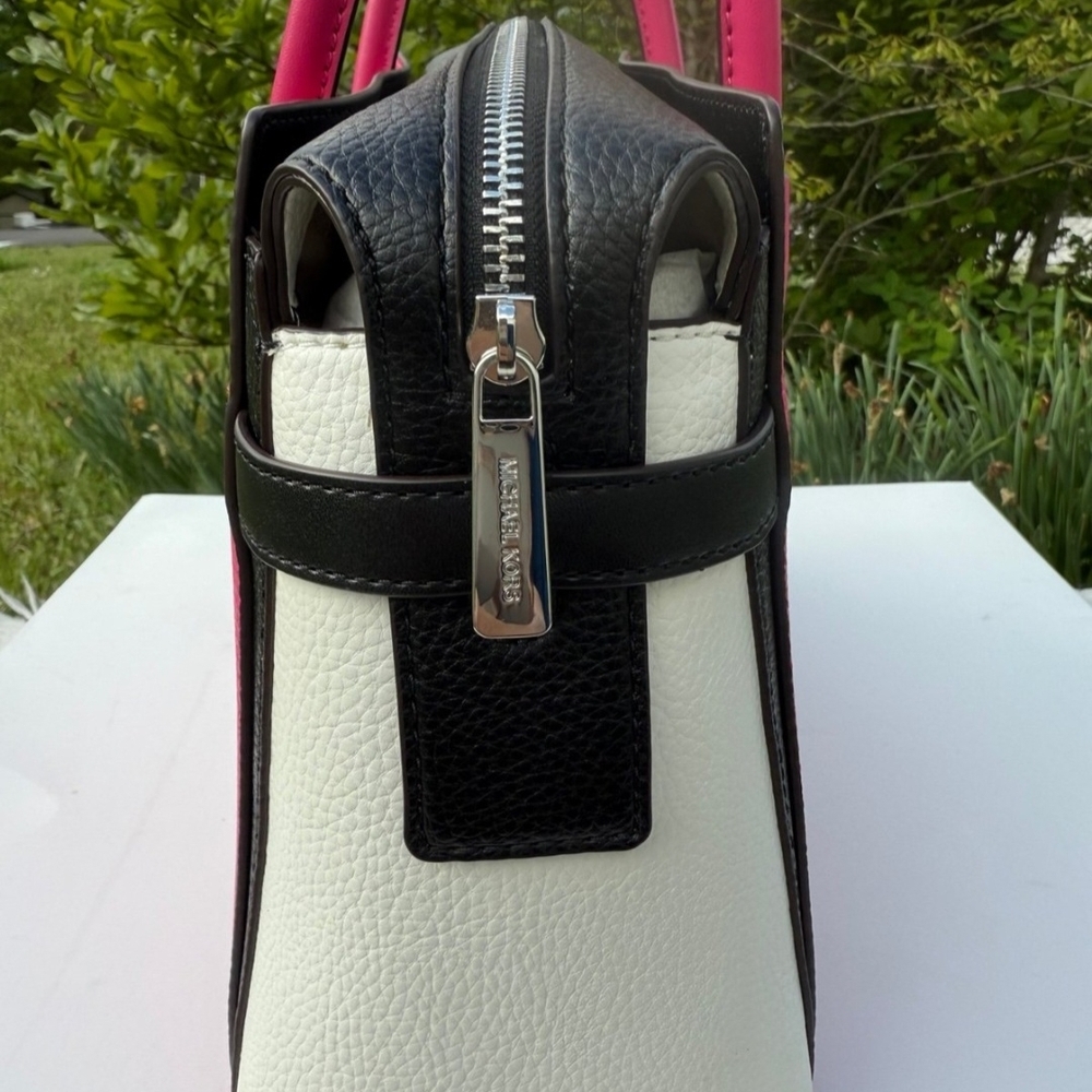 Michael Kors Mercer Medium Color-Block Belted Leather Satchel Large - Picture 6 of 12
